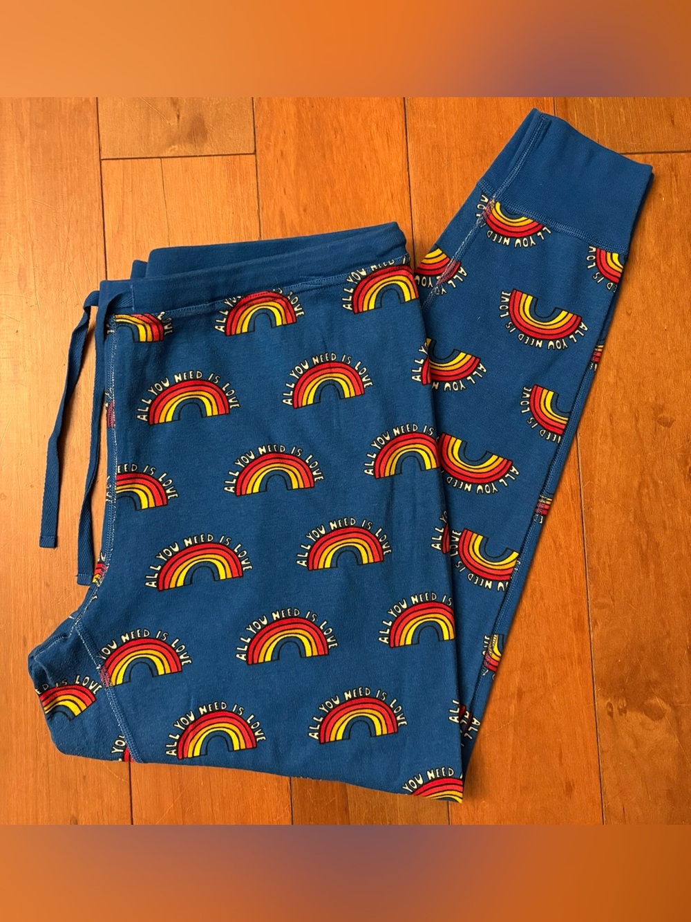 Hanna Andersson Women’s Pajama Pants XXL 100% Cotton All You Need is Love Blue